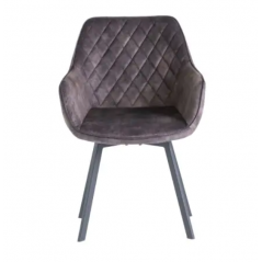 WOF Viola Graphite Velvet 360 Swivel Dining Chair