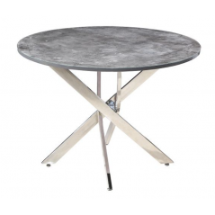 WOF Paris Grey Cement/Chrome Leg 1.07M Round Dining Table
