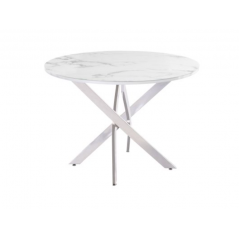 WOF Waverly White Marble/Chrome Leg 1.08 Round Dining Table