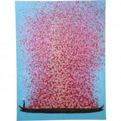 Picture Touched Flower Boat Blue Pink 120x160cm