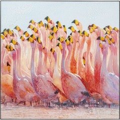 Acrylic Painting Frame Swarm Of Flamingos 180x180
