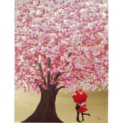 Picture Touched Flower Couple Gold Pink 160x120cm