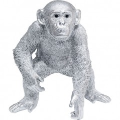 Deco Figurine Playing Ape Silver 50cm