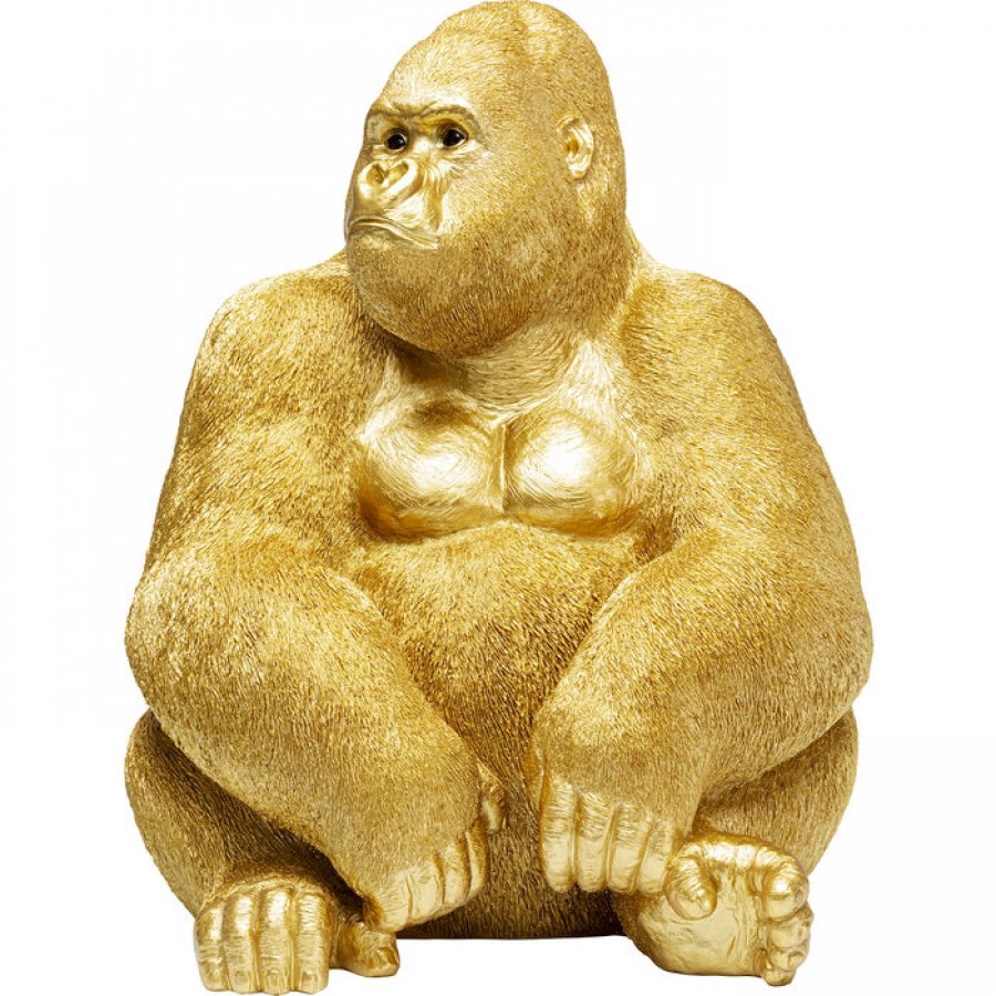 Deco Figurine Monkey Gorilla Side XL Gold 76cm