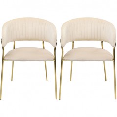 Chair with Armrest Belle Velvet Cream (2/Set)
