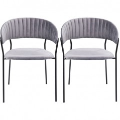 Chair with Armrest Belle Velvet Grey (2/Set)