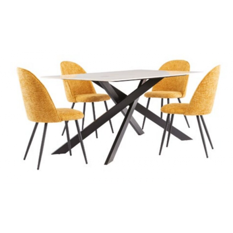 WOF Camilla Krass gold/Black leg 1.6M Dining Table