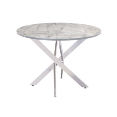 WOF Alden Grey Marble/Chrome leg 1.07M Round Dining Table