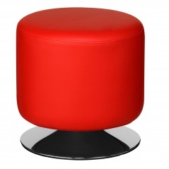 PHW Red Leather Effect Cylinder Stool
