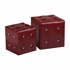 PHW Crocodile Leather Effect Red Stools
