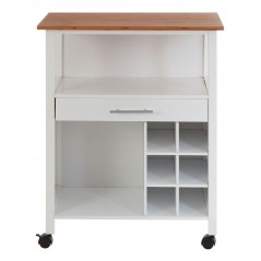 PHW White And Bamboo Top 1 Drawer Kitchen Trolley