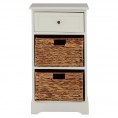 PHW Vermont Ivory 1 Drawer 2 Baskets Cabinet