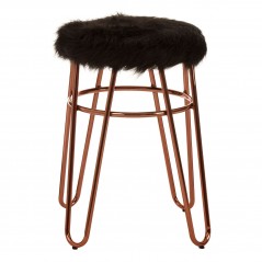 PHW District Faux Fur / Rose Gold Finish Stool