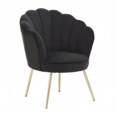 PHW Ovala Black Velvet Scalloped Chair