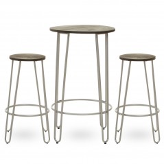 PHW District 3Pc Silver Frame Bar Table Stool Set