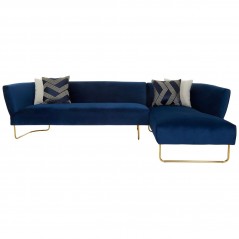 PHW Renee Dark Blue Velvet 5 Seat Corner Sofa