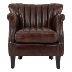 PHW Victor Winged Brown Leather Armchair