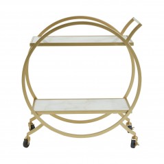 PHW Avantis White Marble And Gold 2 Tier Trolley