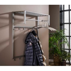 ZI Coat rack industrial 2x6 hooks rod -hat shelf