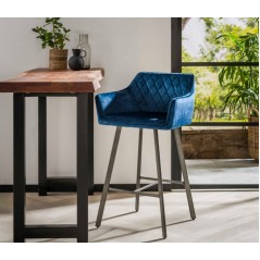 ZI Bar chair Nura velvet  blue armrest VPE2
