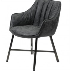 ZI Dining black chair striped steel legs