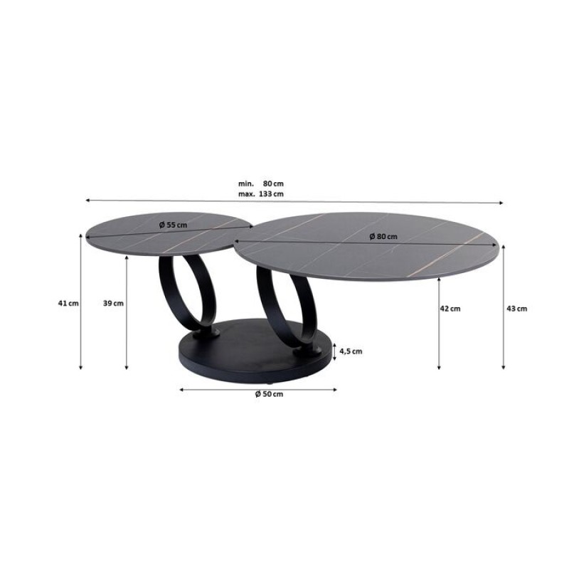 Coffee Table Beverly Black 133x80cm