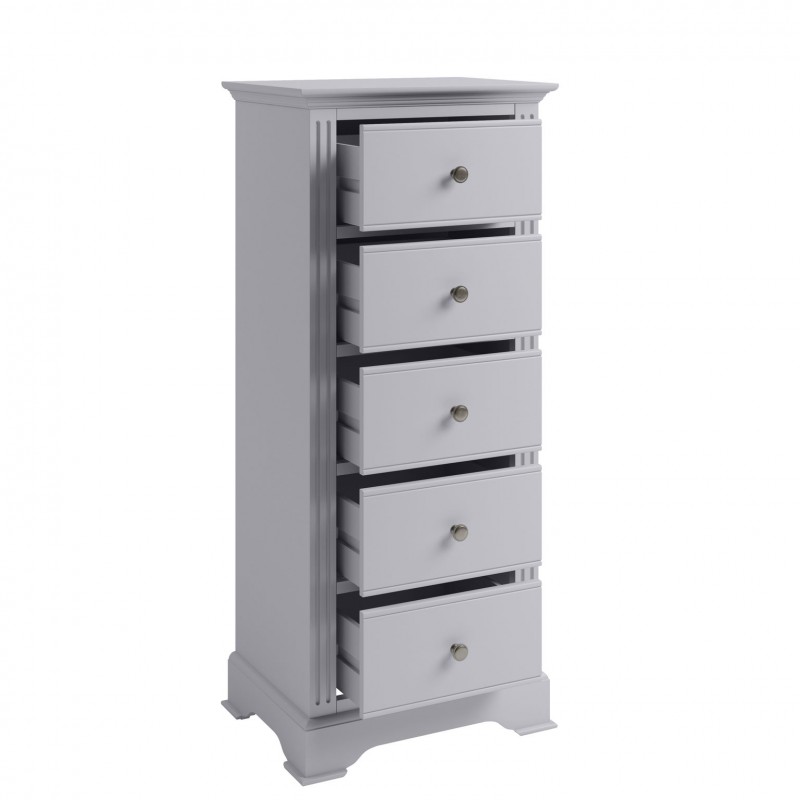 DC BP 5 Drawer Narrow Chest of Drawers Moonlight Grey