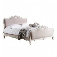 GA Chic 5' Linen Upholstered Bed Vanilla White