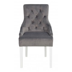 RO Stell Dining Chair Grey Plush/White