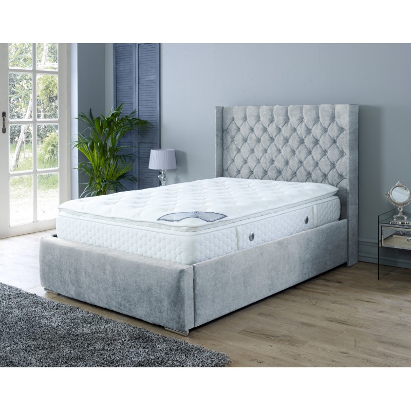 Nylasor Naples Silver All Buttoned 5ft Ottoman Bed