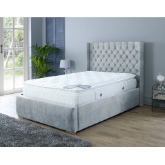 Nylasor Naples Silver Buttoned Headboard & Footboard 4ft6 Ottoman Bed