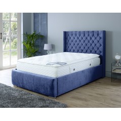 Nylasor Velvet Blue Buttoned Headboard & Footboard 3ft Bed
