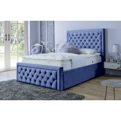 Sille Velvet Blue 6ft Ottoman Bed