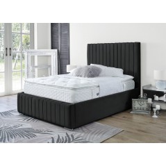 Yllas Velvet Black 4ft6 Ottoman Bed