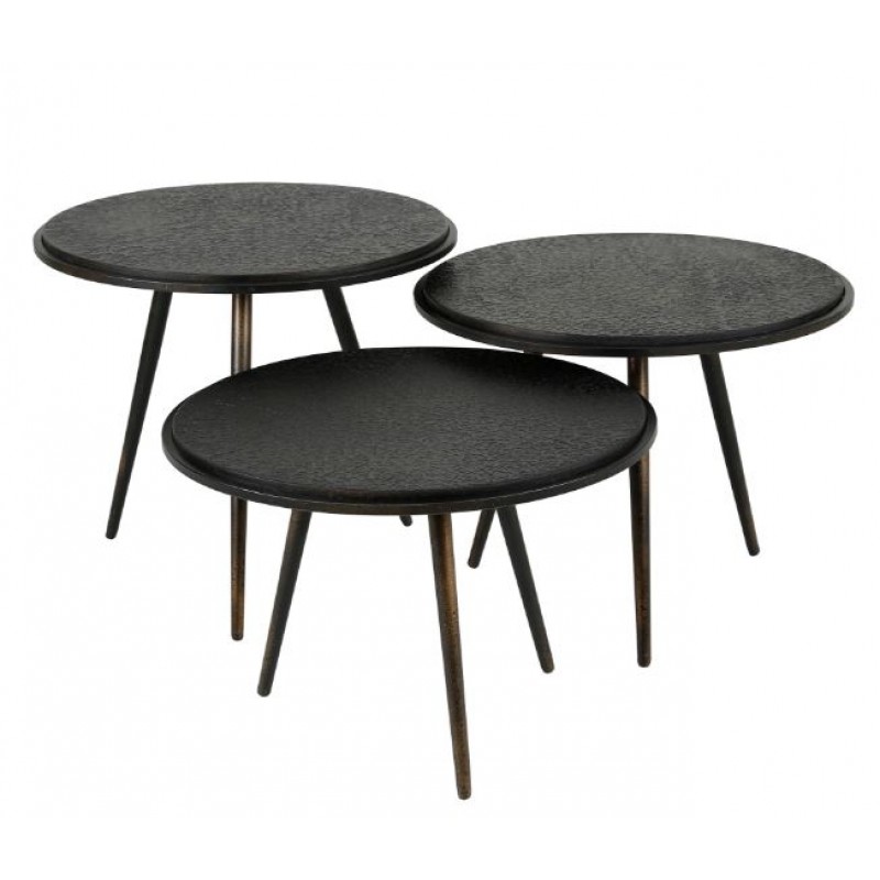 ZI Metallic Coffee Table Round Layer Black