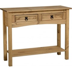 Pine 2 Drawer Console Table with Shelf