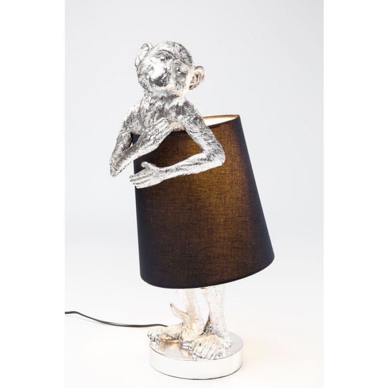Table Lamp Animal Monkey Silver Black
