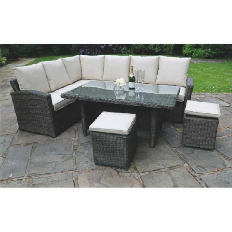 DE Notpmah Outdoor Set with Glass Top Table + Cushion