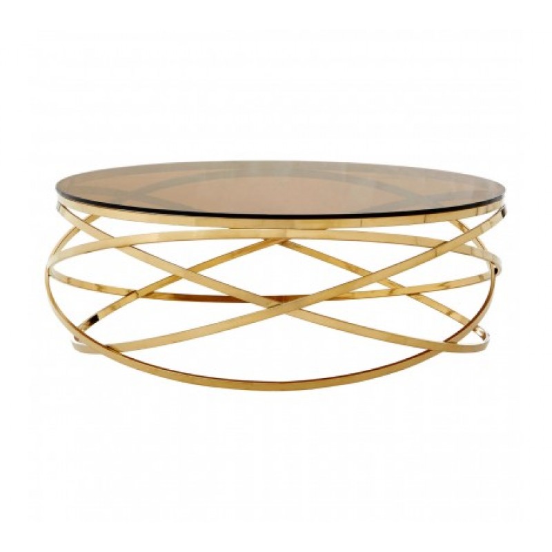 Allure Coffee Table Hoops Round Gold