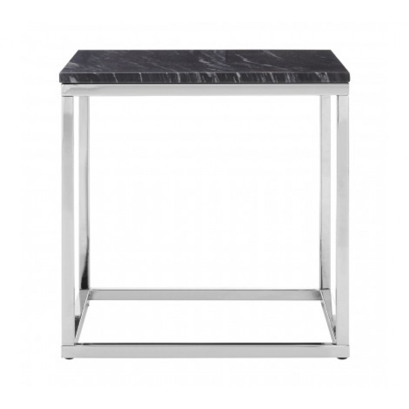 Allure End Table Marble Square Silver