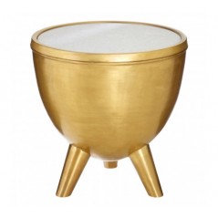 Crest End Table Brass White Top