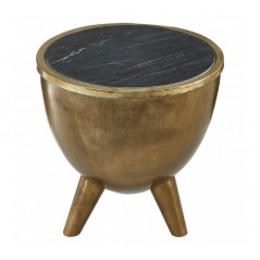 Crest End Table Brass Black Top