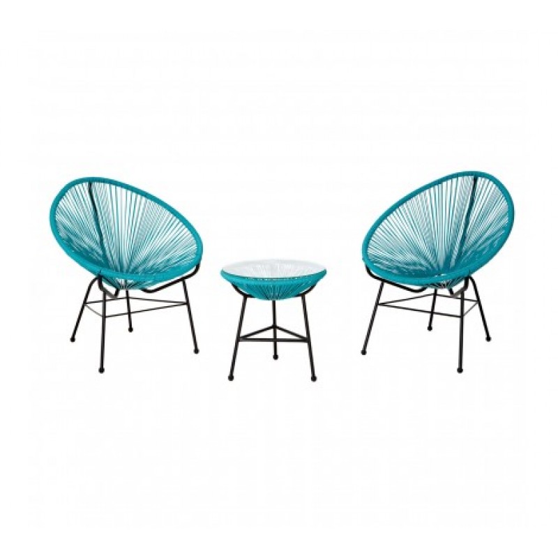 Miami Chairs and Table Set Cyan