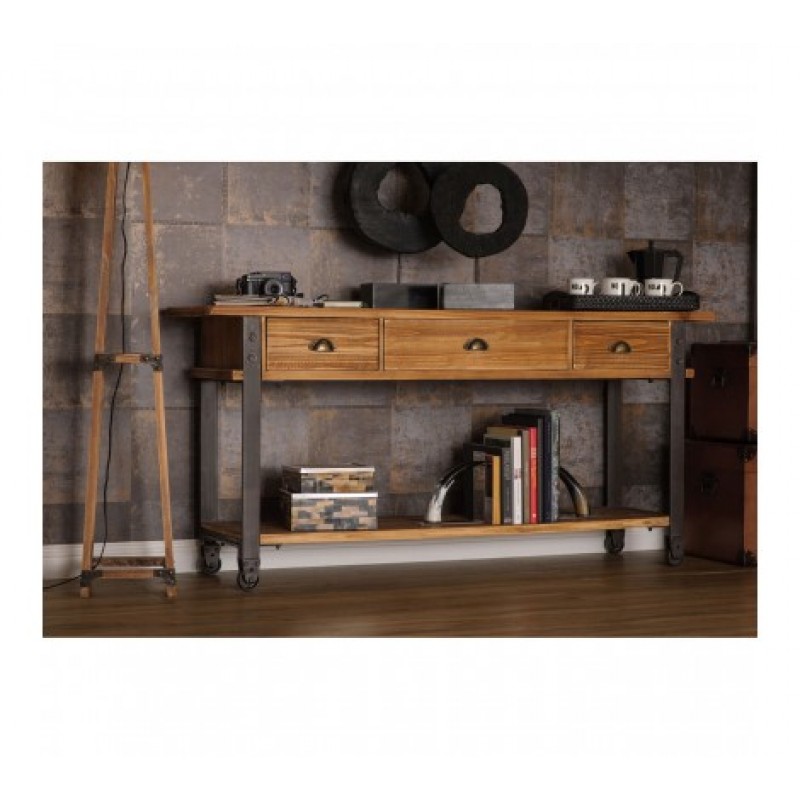 Bell Console Table Wheels Natural
