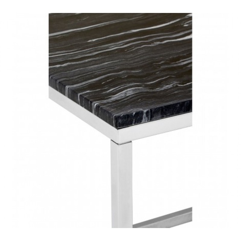Allure End Table Marble Square Silver