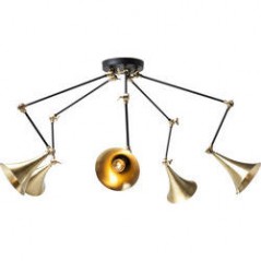Pendant Lamp Trumpet Brass Spider 5-lite