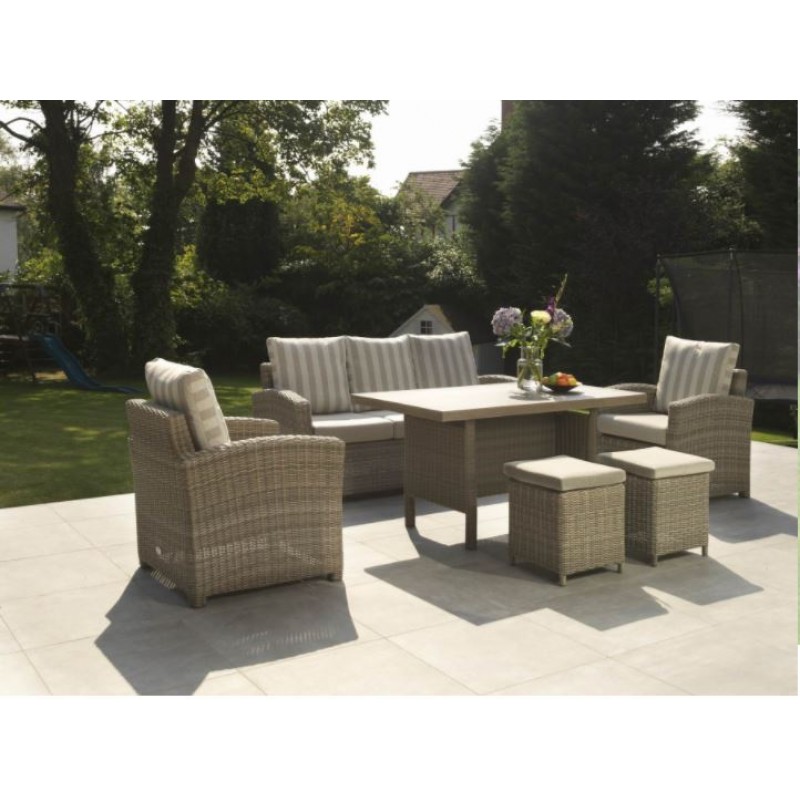 DE Retsehcniw Outdoor Set with Lavastone Table + Cushion