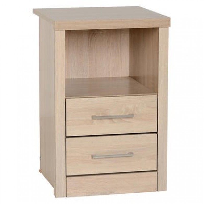 Lis Light Oak Effect 2 Drawer 1 Shelf Bedside Cabinet Ws