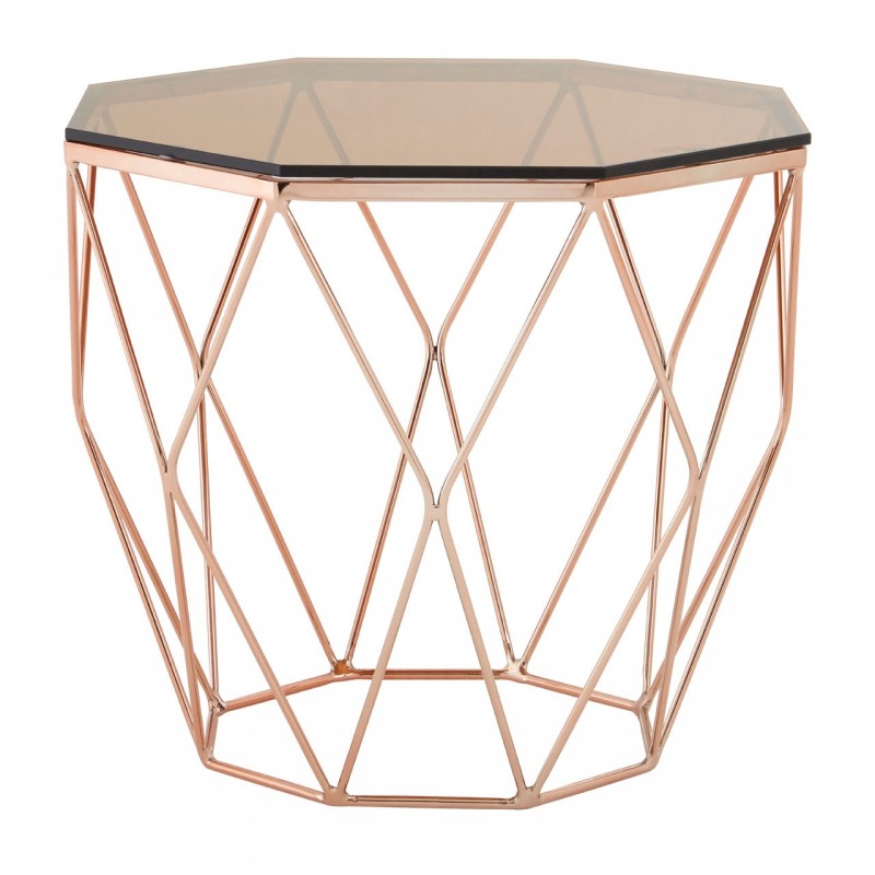 Allure End Table Geometry Diamond Rose Gold